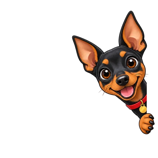 Rocko the miniature pinscher peeking